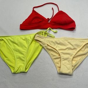 3-Xhilaration No Boundaries Women's Swimsuit Bikini Top Bottom Sz LRed/ Yellow